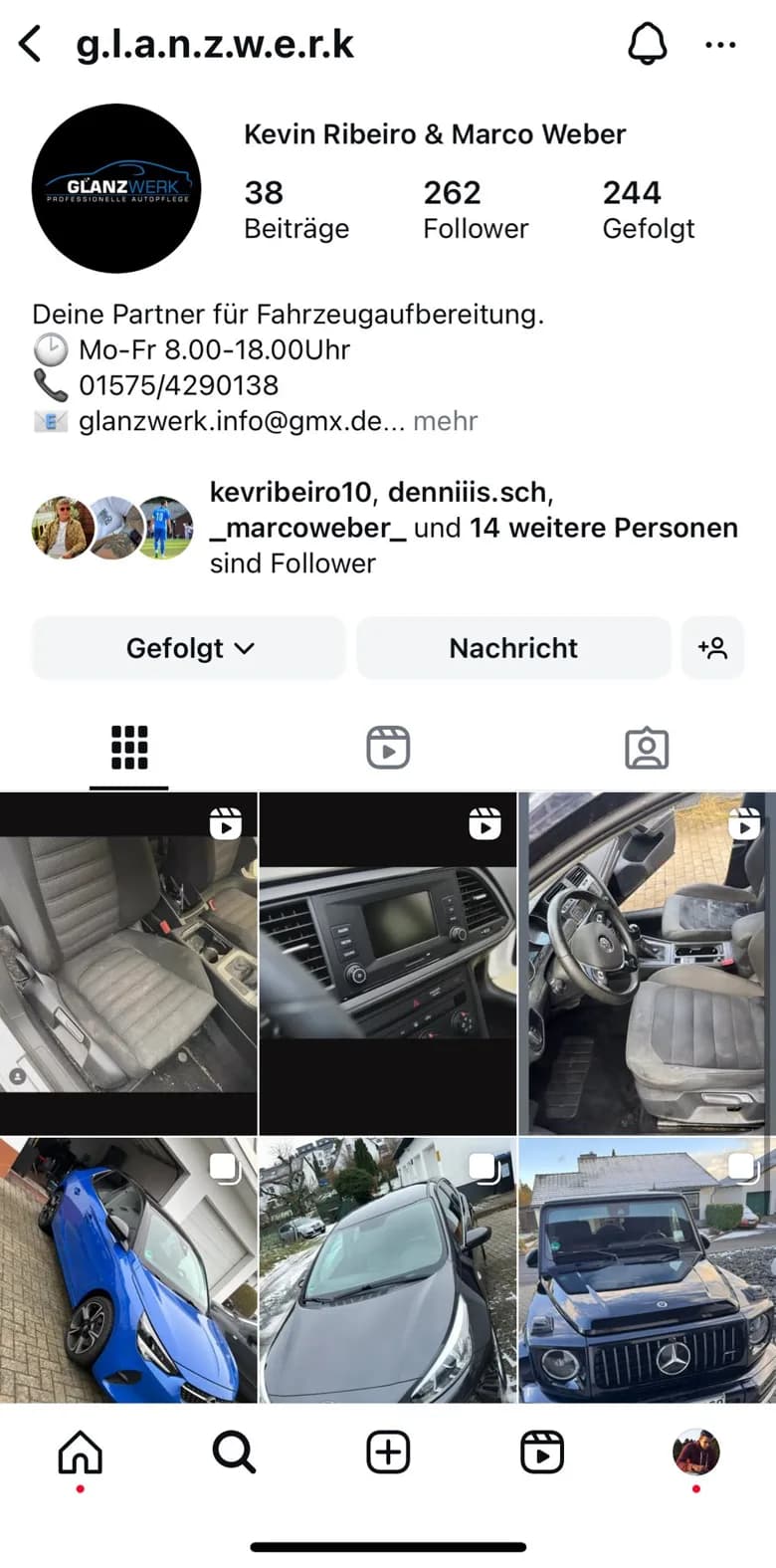Instagram-Profil von Glanzwerk