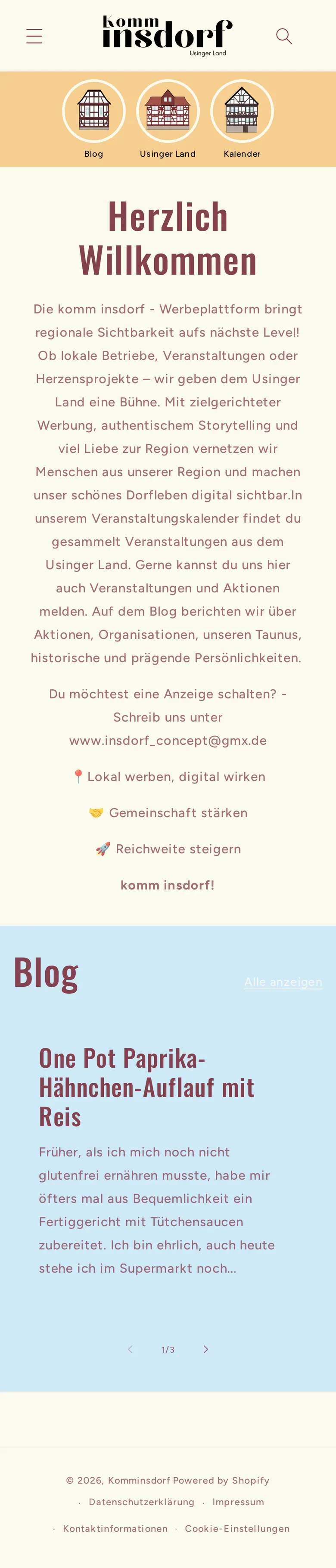 Website von komm insdorf – echte mobile Ansicht