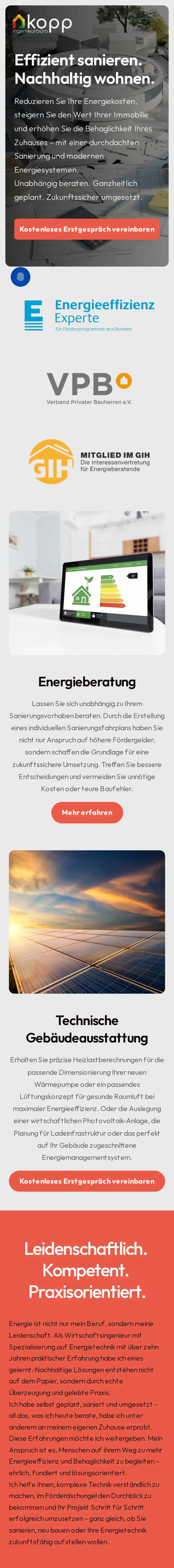 Website von Kopp Energie – echte mobile Ansicht