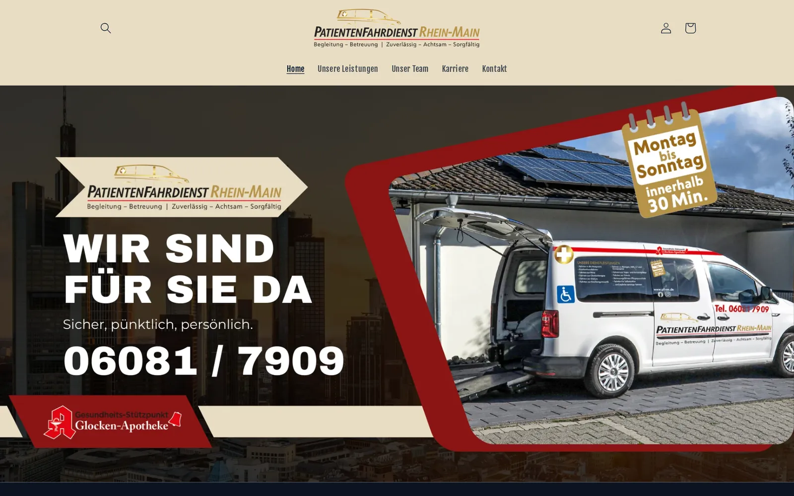 Website von Patientenfahrdienst Rhein-Main