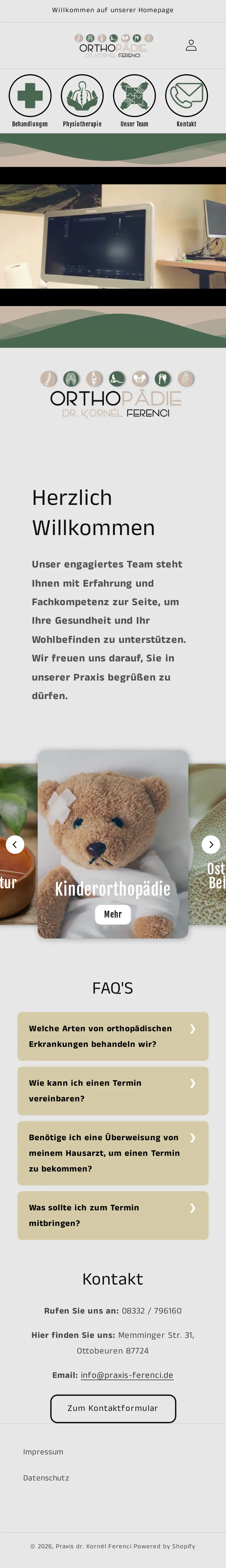 Website von Praxis Dr. Ferenci – echte mobile Ansicht